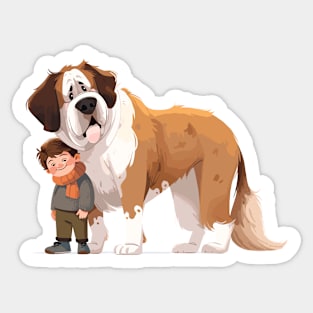 Cute Saint-Bernard Dog Animal Loving Cuddle Embrace Children Kid Tenderness Sticker